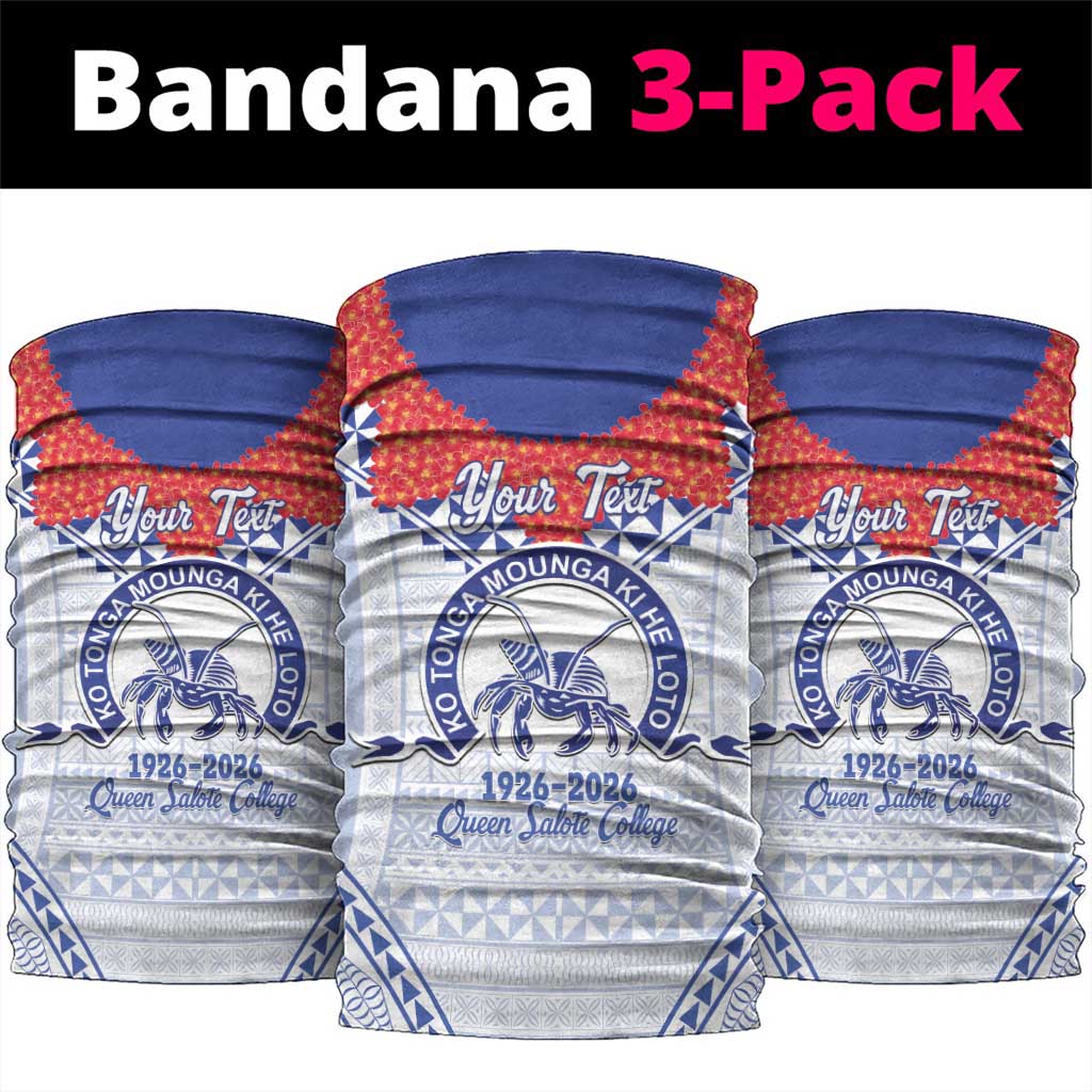 Queen Salote College 100 Years Personalized Neck Gaiter Tonga QSC Heilala Lei White Ngatu Pattern