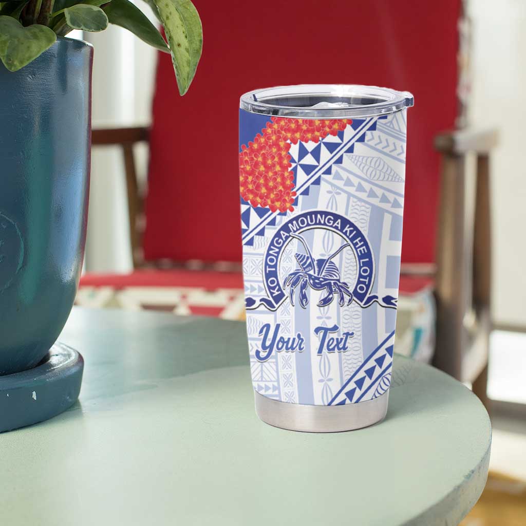 Queen Salote College 100 Years Personalized Tumbler Cup Tonga QSC Heilala Lei White Ngatu Pattern