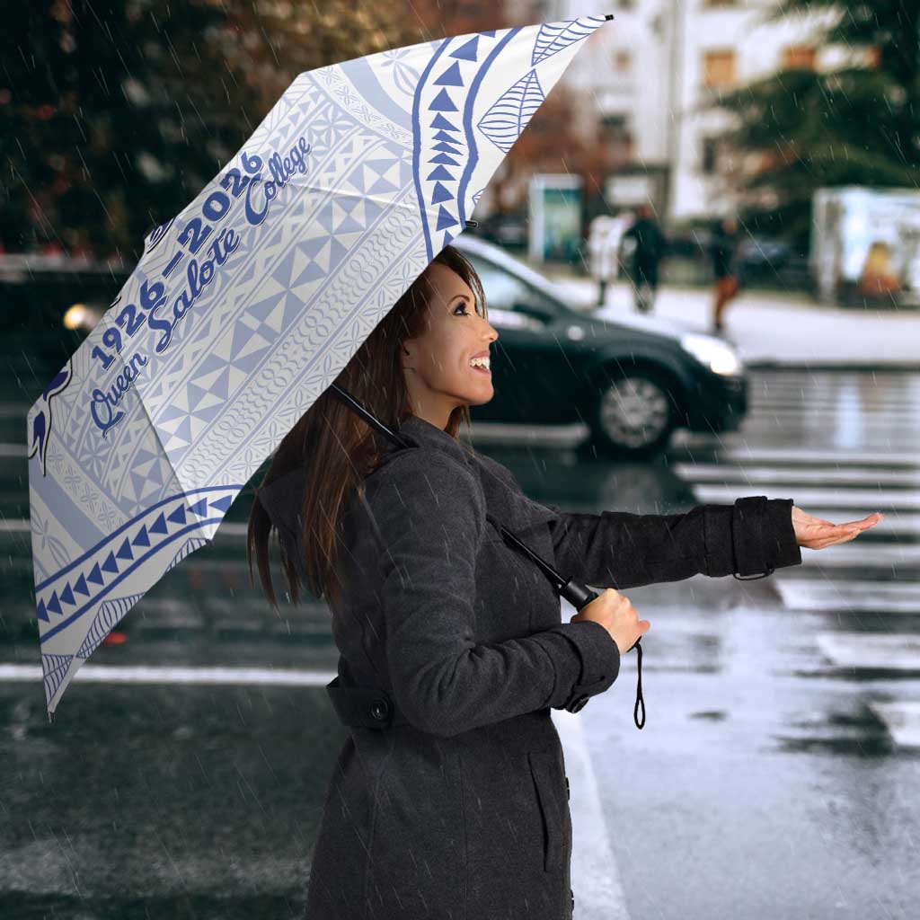 Queen Salote College 100 Years Personalized Umbrella Tonga QSC Heilala Lei White Ngatu Pattern