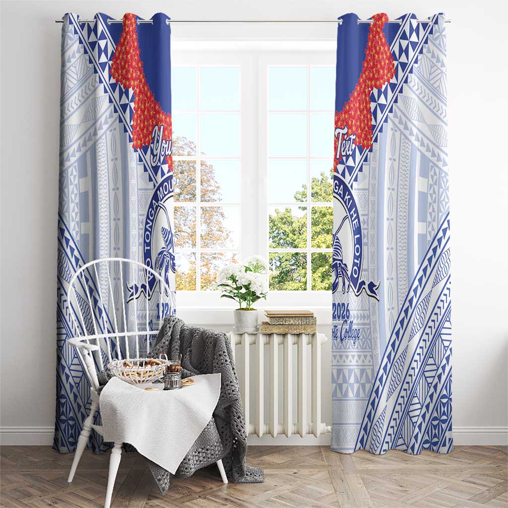Queen Salote College 100 Years Personalized Window Curtain Tonga QSC Heilala Lei White Ngatu Pattern