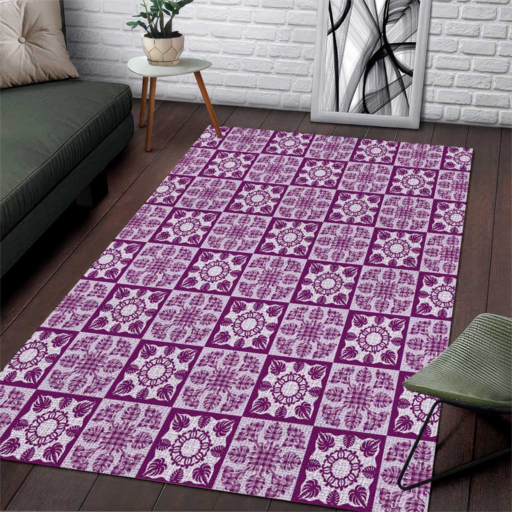 Poni Palaka Quilt Hawaii Area Rug Hawaiian Tropical Monstera Sea Turtle