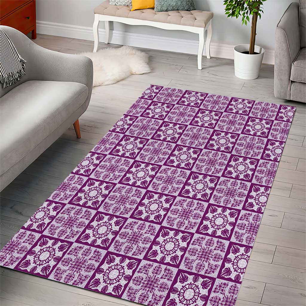 Poni Palaka Quilt Hawaii Area Rug Hawaiian Tropical Monstera Sea Turtle