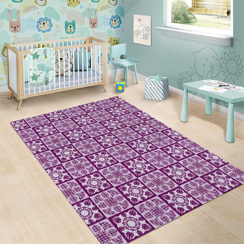 Poni Palaka Quilt Hawaii Area Rug Hawaiian Tropical Monstera Sea Turtle