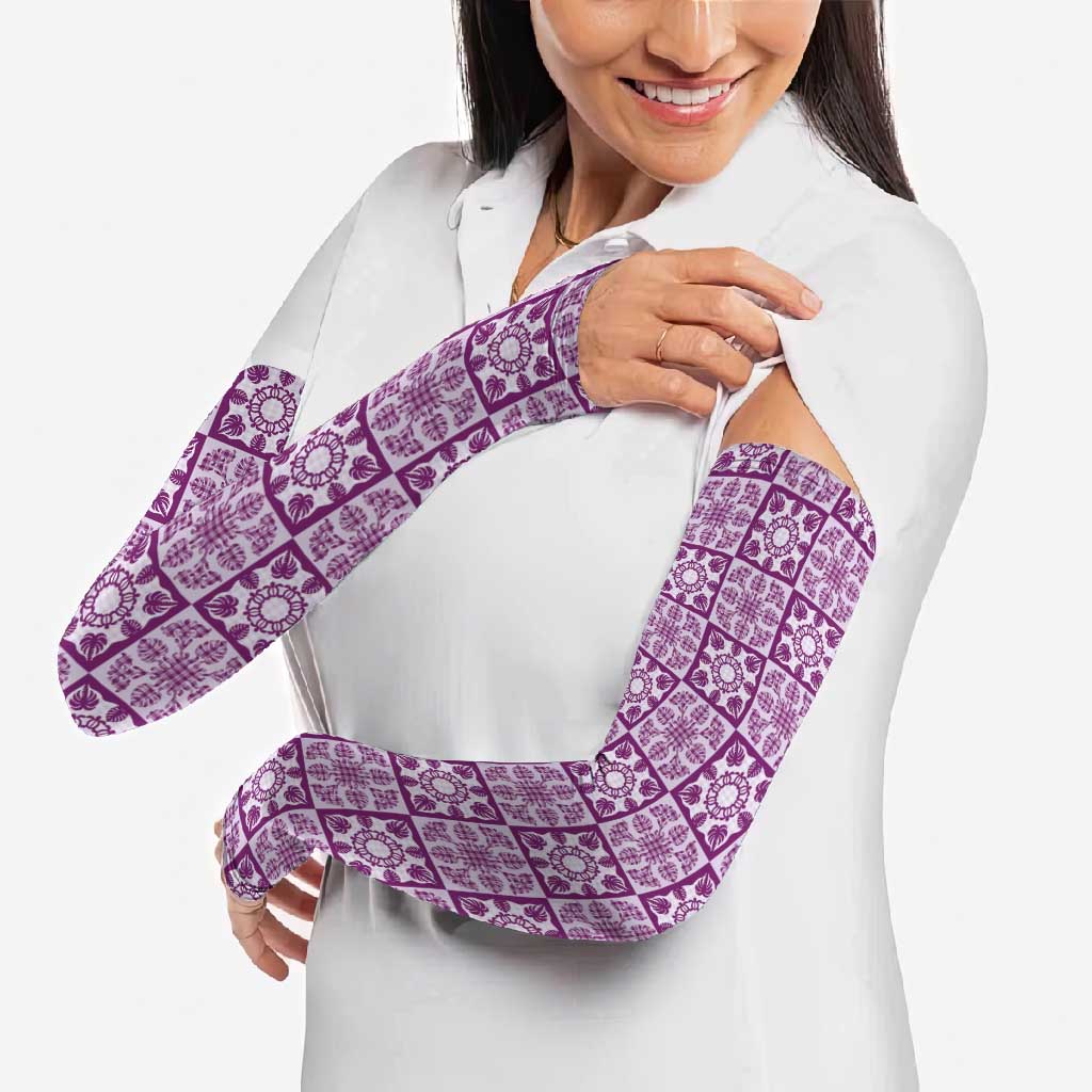 Poni Palaka Quilt Hawaii Arm Sleeves Hawaiian Tropical Monstera Sea Turtle