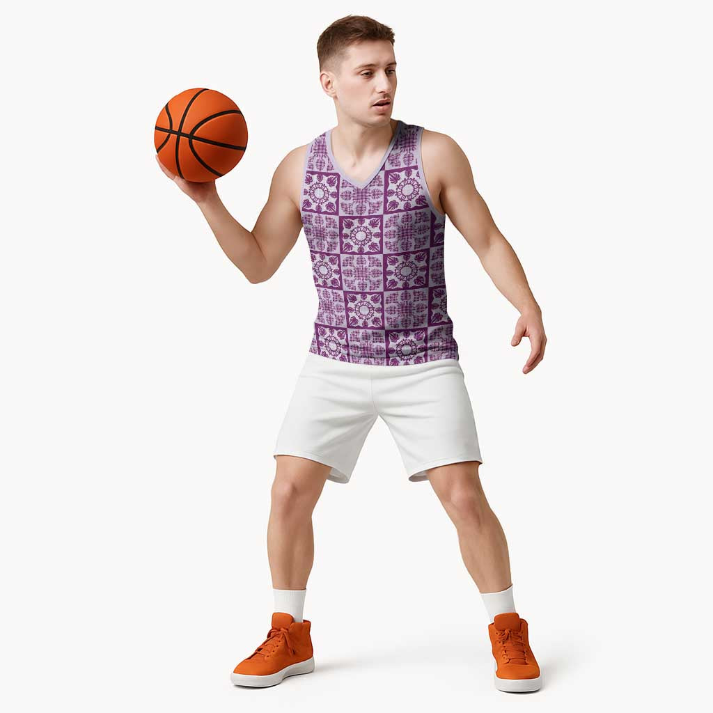 Poni Palaka Quilt Hawaii Basketball Jersey Hawaiian Tropical Monstera Sea Turtle