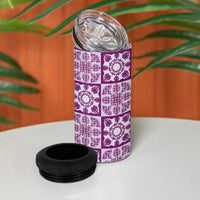 Poni Palaka Quilt Hawaii 4 in 1 Can Cooler Tumbler Hawaiian Tropical Monstera Sea Turtle