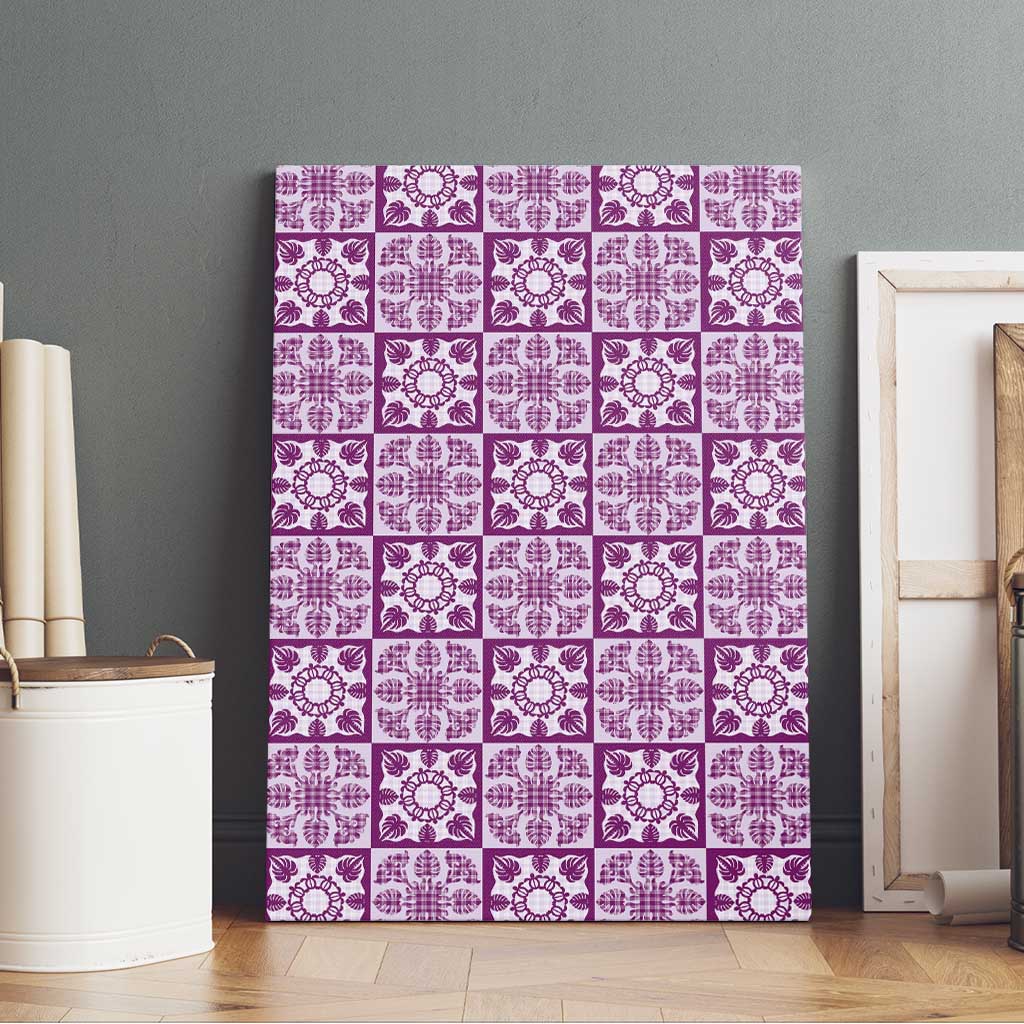 Poni Palaka Quilt Hawaii Canvas Wall Art Hawaiian Tropical Monstera Sea Turtle