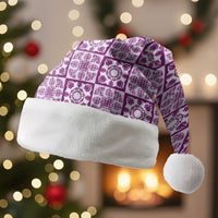 Poni Palaka Quilt Hawaii Christmas Santa Hat Hawaiian Tropical Monstera Sea Turtle LT14 Without Fur Purple - Polynesian Pride