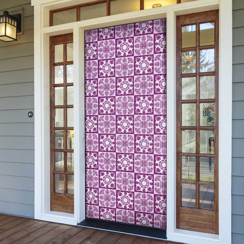 Poni Palaka Quilt Hawaii Door Cover Hawaiian Tropical Monstera Sea Turtle
