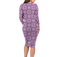 Poni Palaka Quilt Hawaii Family Matching Long Sleeve Bodycon Dress and Hawaiian Shirt Hawaiian Tropical Monstera Sea Turtle LT14 - Polynesian Pride