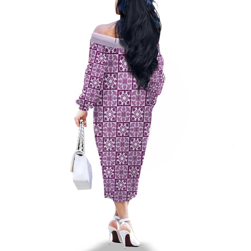 Poni Palaka Quilt Hawaii Family Matching Off The Shoulder Long Sleeve Dress and Hawaiian Shirt Hawaiian Tropical Monstera Sea Turtle LT14 - Polynesian Pride