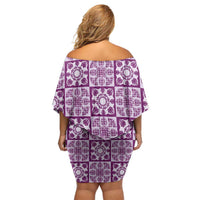 Poni Palaka Quilt Hawaii Family Matching Off Shoulder Short Dress and Hawaiian Shirt Hawaiian Tropical Monstera Sea Turtle LT14 - Polynesian Pride