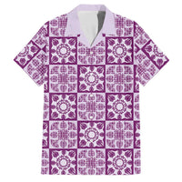 Poni Palaka Quilt Hawaii Family Matching Summer Maxi Dress and Hawaiian Shirt Hawaiian Tropical Monstera Sea Turtle LT14 Dad's Shirt - Short Sleeve Purple - Polynesian Pride