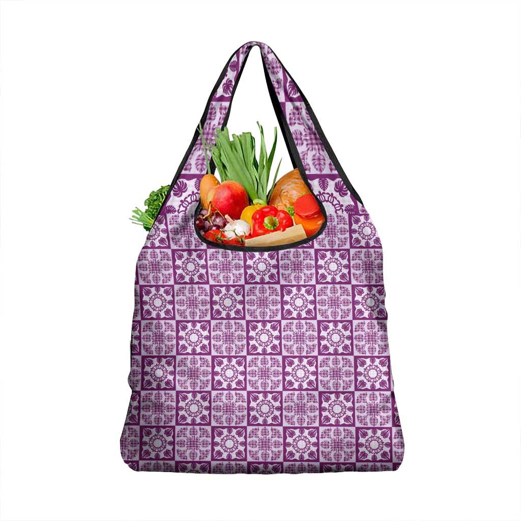 Poni Palaka Quilt Hawaii Grocery Bag Hawaiian Tropical Monstera Sea Turtle