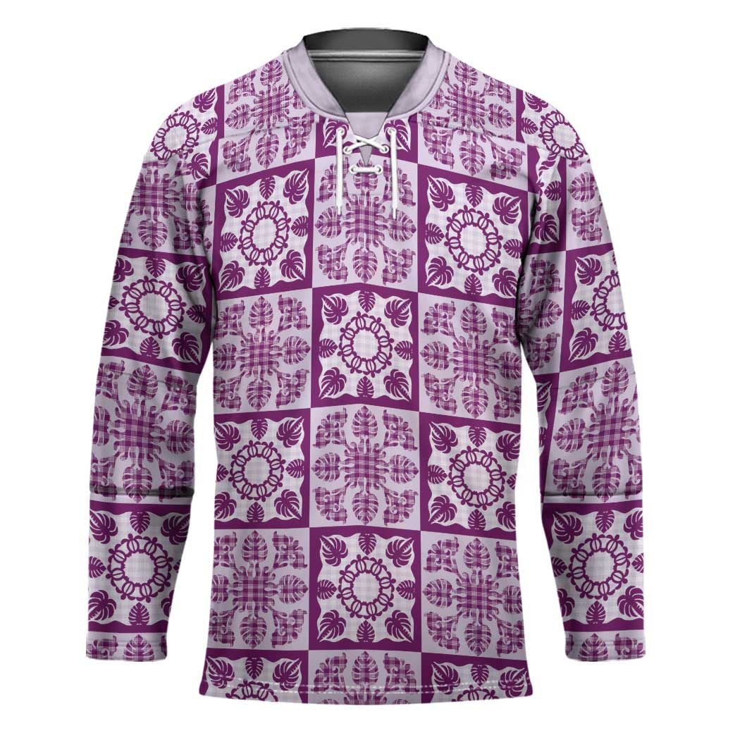 Poni Palaka Quilt Hawaii Hockey Jersey Hawaiian Tropical Monstera Sea Turtle