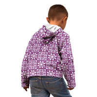 Poni Palaka Quilt Hawaii Kid Hoodie Hawaiian Tropical Monstera Sea Turtle