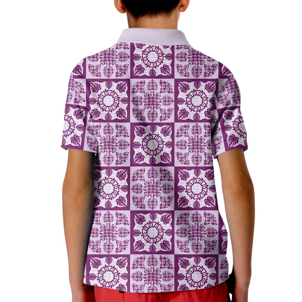 Poni Palaka Quilt Hawaii Kid Polo Shirt Hawaiian Tropical Monstera Sea Turtle
