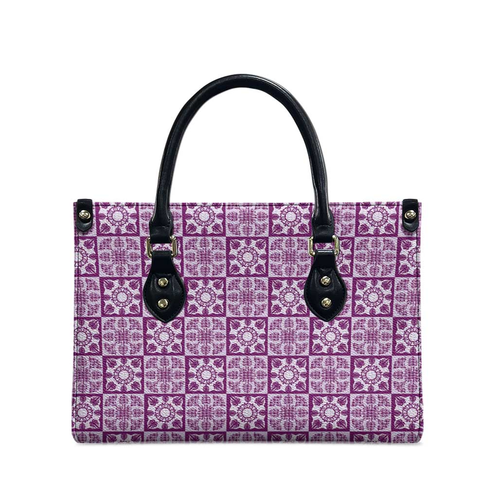 Poni Palaka Quilt Hawaii Leather Bag Hawaiian Tropical Monstera Sea Turtle