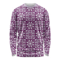 Poni Palaka Quilt Hawaii Long Sleeve Shirt Hawaiian Tropical Monstera Sea Turtle