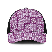 Poni Palaka Quilt Hawaii Mesh Trucker Cap Hawaiian Tropical Monstera Sea Turtle