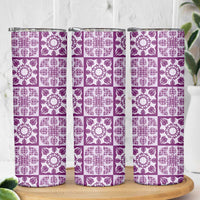 Poni Palaka Quilt Hawaii Skinny Tumbler Hawaiian Tropical Monstera Sea Turtle