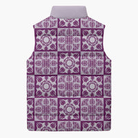Poni Palaka Quilt Hawaii Sleeveless Puffer Jacket Hawaiian Tropical Monstera Sea Turtle