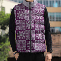 Poni Palaka Quilt Hawaii Sleeveless Puffer Jacket Hawaiian Tropical Monstera Sea Turtle