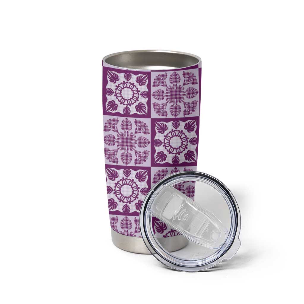 Poni Palaka Quilt Hawaii Tumbler Cup Hawaiian Tropical Monstera Sea Turtle