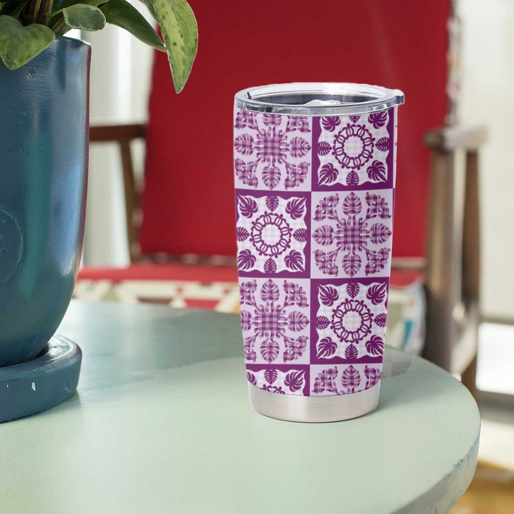 Poni Palaka Quilt Hawaii Tumbler Cup Hawaiian Tropical Monstera Sea Turtle