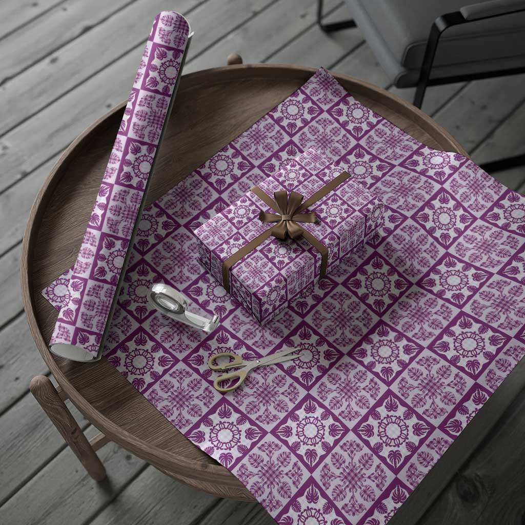 Poni Palaka Quilt Hawaii Wrapping Paper Hawaiian Tropical Monstera Sea Turtle