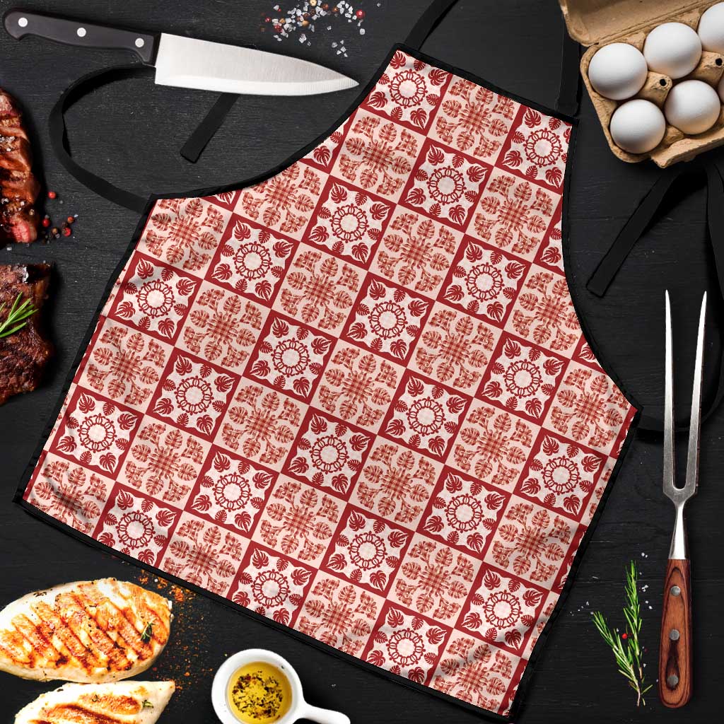 Ulaula Palaka Quilt Hawaii Apron Hawaiian Tropical Monstera Sea Turtle