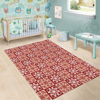 Ulaula Palaka Quilt Hawaii Area Rug Hawaiian Tropical Monstera Sea Turtle