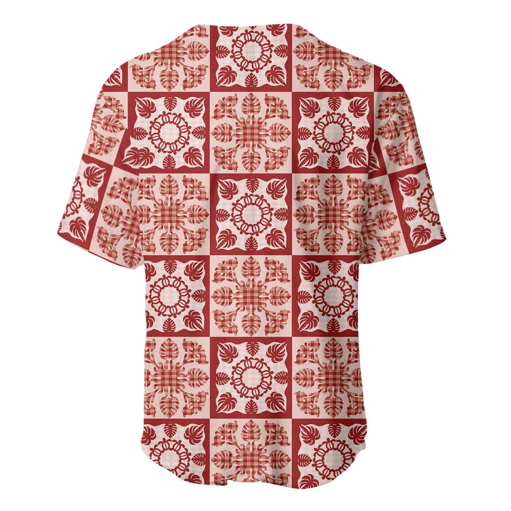 Ulaula Palaka Quilt Hawaii Baseball Jersey Hawaiian Tropical Monstera Sea Turtle