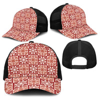 Ulaula Palaka Quilt Hawaii Baseball Net Cap Hawaiian Tropical Monstera Sea Turtle