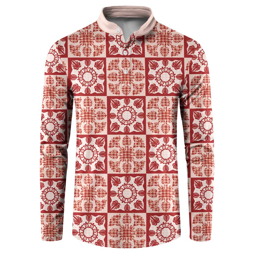 Ulaula Palaka Quilt Hawaii Button Sweatshirt Hawaiian Tropical Monstera Sea Turtle