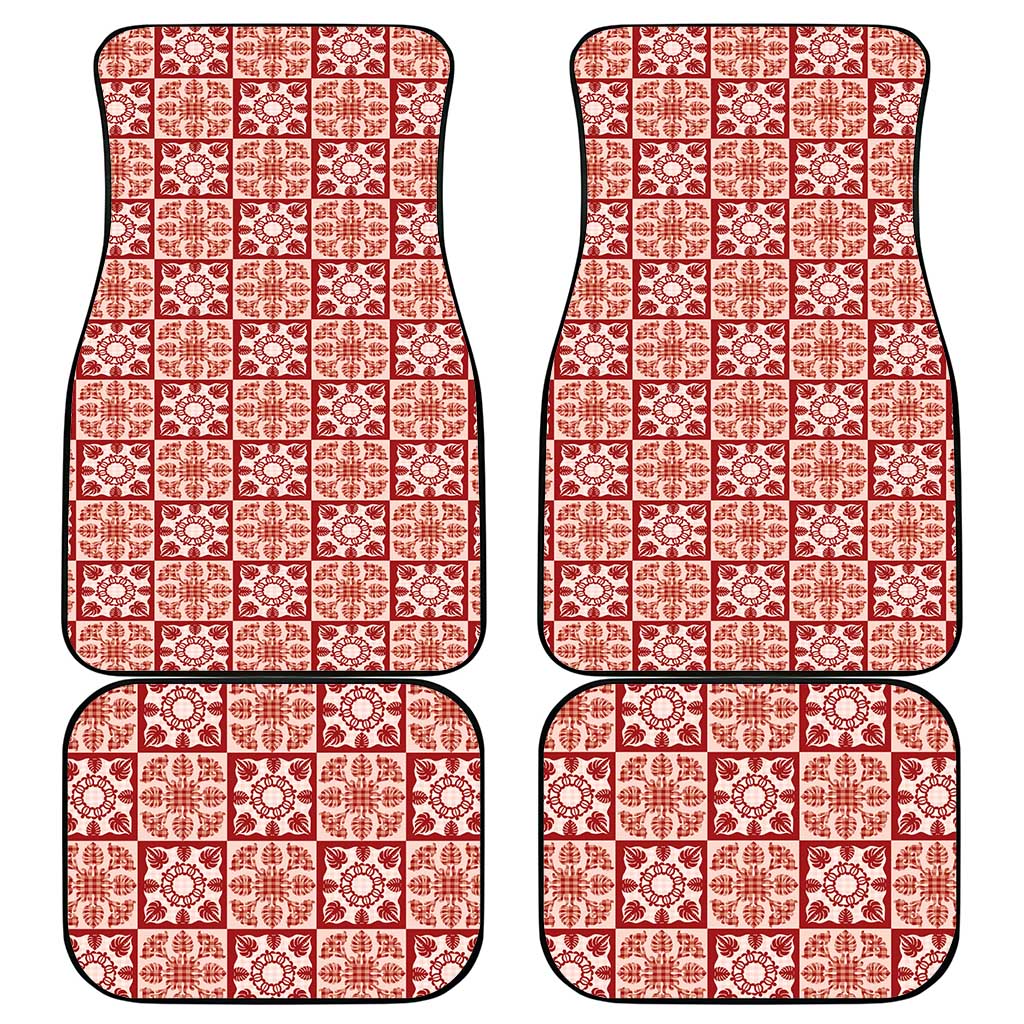 Ulaula Palaka Quilt Hawaii Car Mats Hawaiian Tropical Monstera Sea Turtle