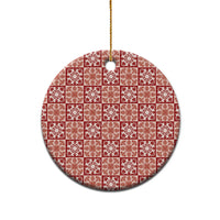 Ulaula Palaka Quilt Hawaii Ceramic Ornament Hawaiian Tropical Monstera Sea Turtle LT14 - Polynesian Pride