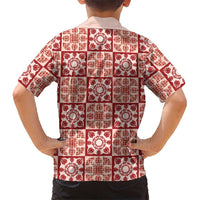 Ulaula Palaka Quilt Hawaii Family Matching Summer Maxi Dress and Hawaiian Shirt Hawaiian Tropical Monstera Sea Turtle LT14 - Polynesian Pride