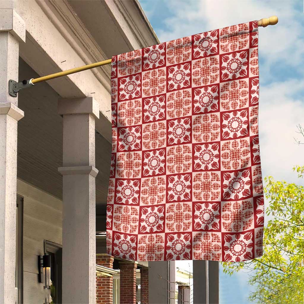 Ulaula Palaka Quilt Hawaii Garden Flag Hawaiian Tropical Monstera Sea Turtle