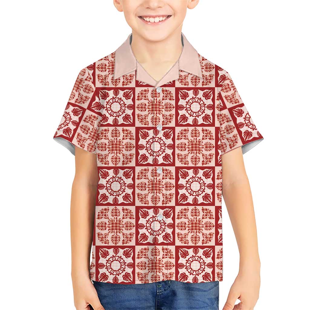 Ulaula Palaka Quilt Hawaii Kid Hawaiian Shirt Hawaiian Tropical Monstera Sea Turtle
