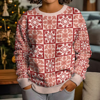 Ulaula Palaka Quilt Hawaii Kid Ugly Christmas Sweater Hawaiian Tropical Monstera Sea Turtle LT14 - Polynesian Pride