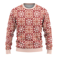 Ulaula Palaka Quilt Hawaii Ugly Christmas Sweater Hawaiian Tropical Monstera Sea Turtle LT14 - Polynesian Pride