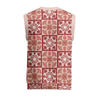 Ulaula Palaka Quilt Hawaii Christmas Knitted V-Neck Vest Hawaiian Tropical Monstera Sea Turtle LT14 - Polynesian Pride