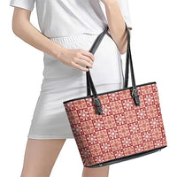 Ulaula Palaka Quilt Hawaii Leather Tote Bag Hawaiian Tropical Monstera Sea Turtle