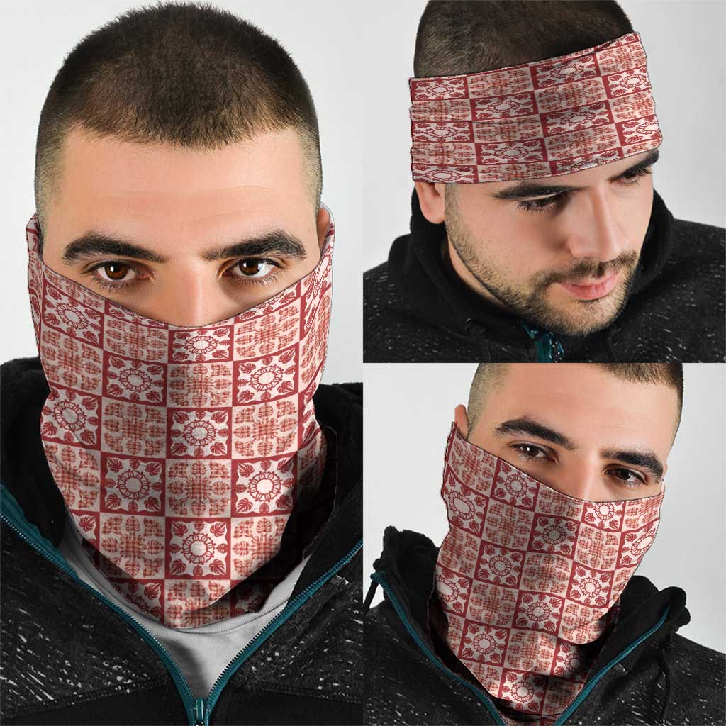 Ulaula Palaka Quilt Hawaii Neck Gaiter Hawaiian Tropical Monstera Sea Turtle