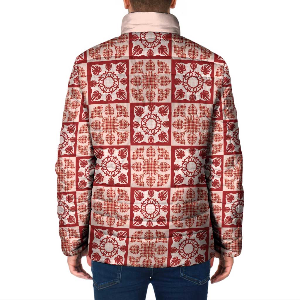 Ulaula Palaka Quilt Hawaii Padded Jacket Hawaiian Tropical Monstera Sea Turtle