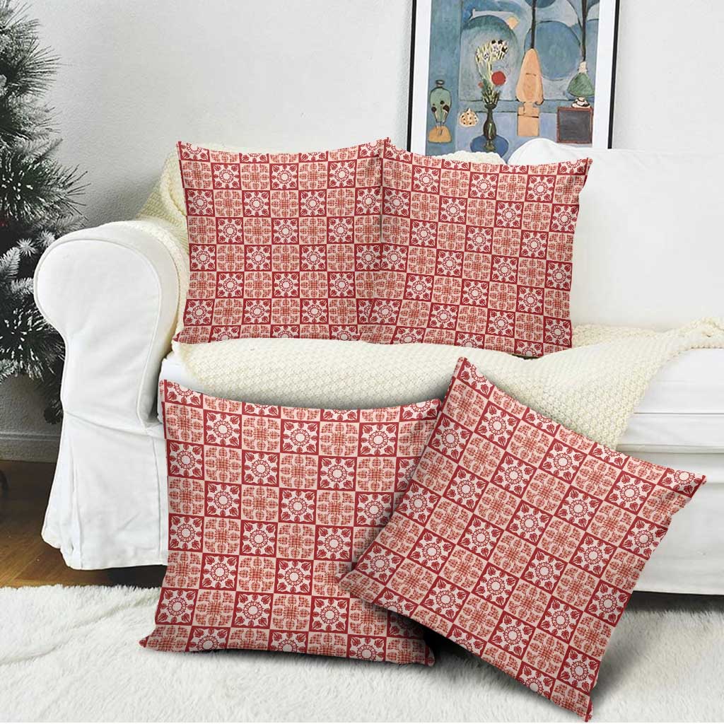 Ulaula Palaka Quilt Hawaii Pillow Cover Hawaiian Tropical Monstera Sea Turtle