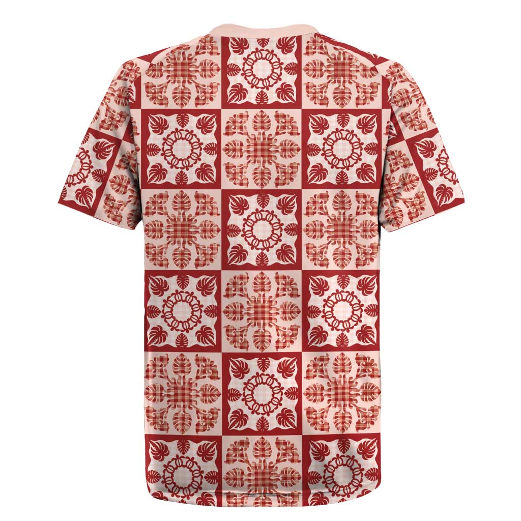 Ulaula Palaka Quilt Hawaii Rugby Jersey Hawaiian Tropical Monstera Sea Turtle