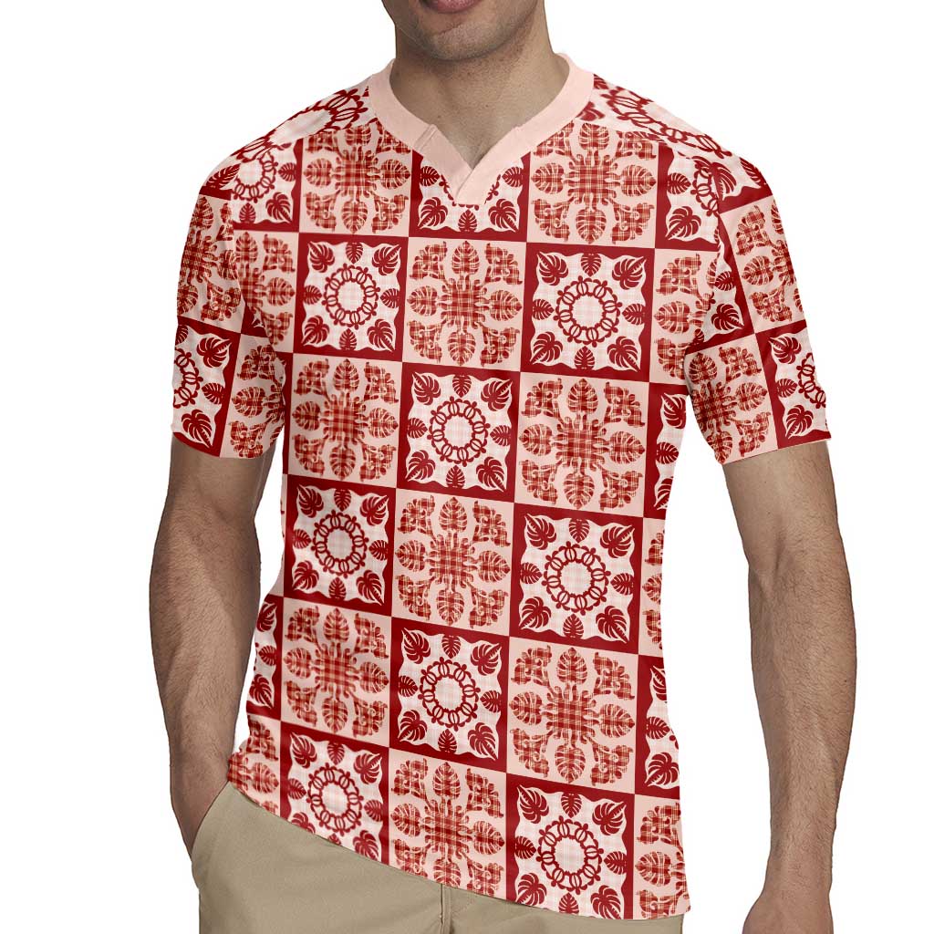 Ulaula Palaka Quilt Hawaii Rugby Jersey Hawaiian Tropical Monstera Sea Turtle