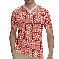 Ulaula Palaka Quilt Hawaii Rugby Jersey Hawaiian Tropical Monstera Sea Turtle